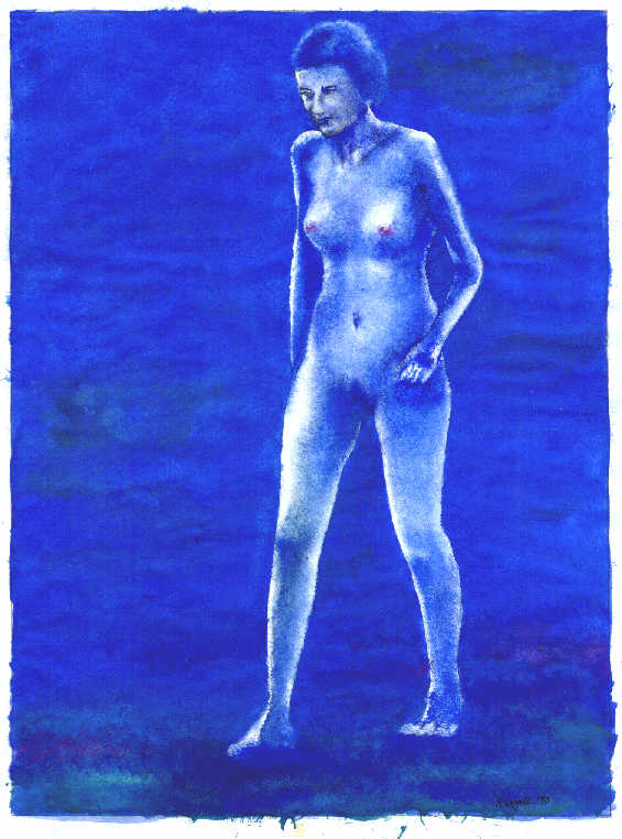 M&auml;dchen in Blau (Deckfarben getupft)